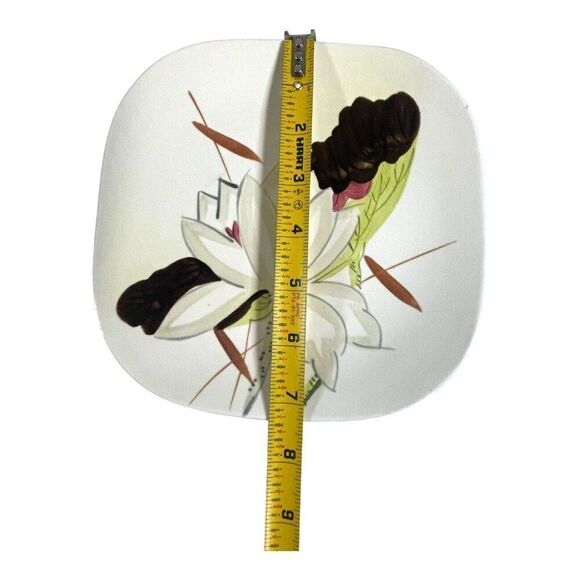 Set of 4 Red Wing Lotus Salad Bread Dessert Plates Square Concord Shape 7.25” - Picture 5 of 6